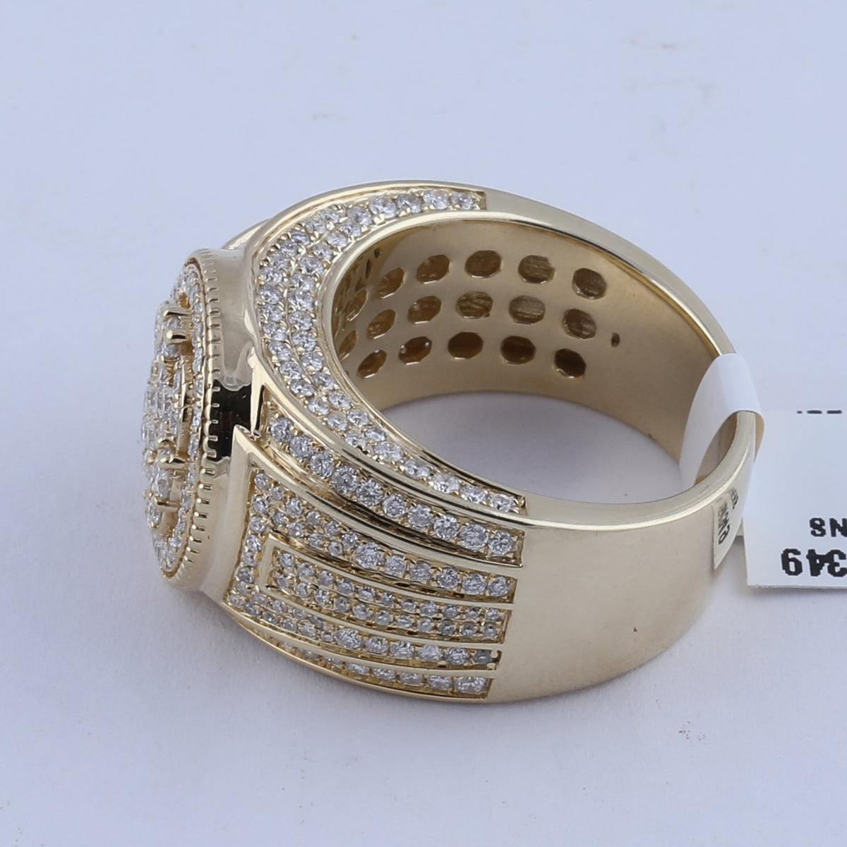14kt Yellow Gold Men's Round Diamond Cluster Statement Ring - 2 - 1/5 Cttw - Splendid Jewellery