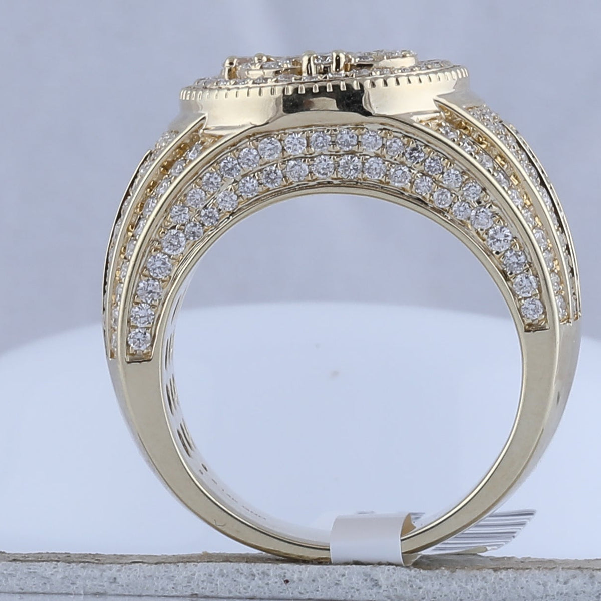14kt Yellow Gold Men's Round Diamond Cluster Statement Ring - 2 - 1/5 Cttw - Splendid Jewellery