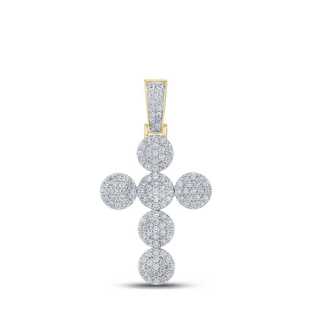 14kt Yellow Gold Men's Round Diamond Cross Charm Pendant - 2 Cttw | Splendid Jewellery - Splendid Jewellery