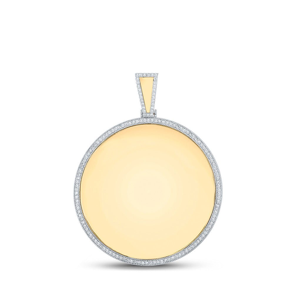 14kt Yellow Gold Men's Round Diamond Memory Circle Charm Pendant - 1 Cttw - Splendid Jewellery