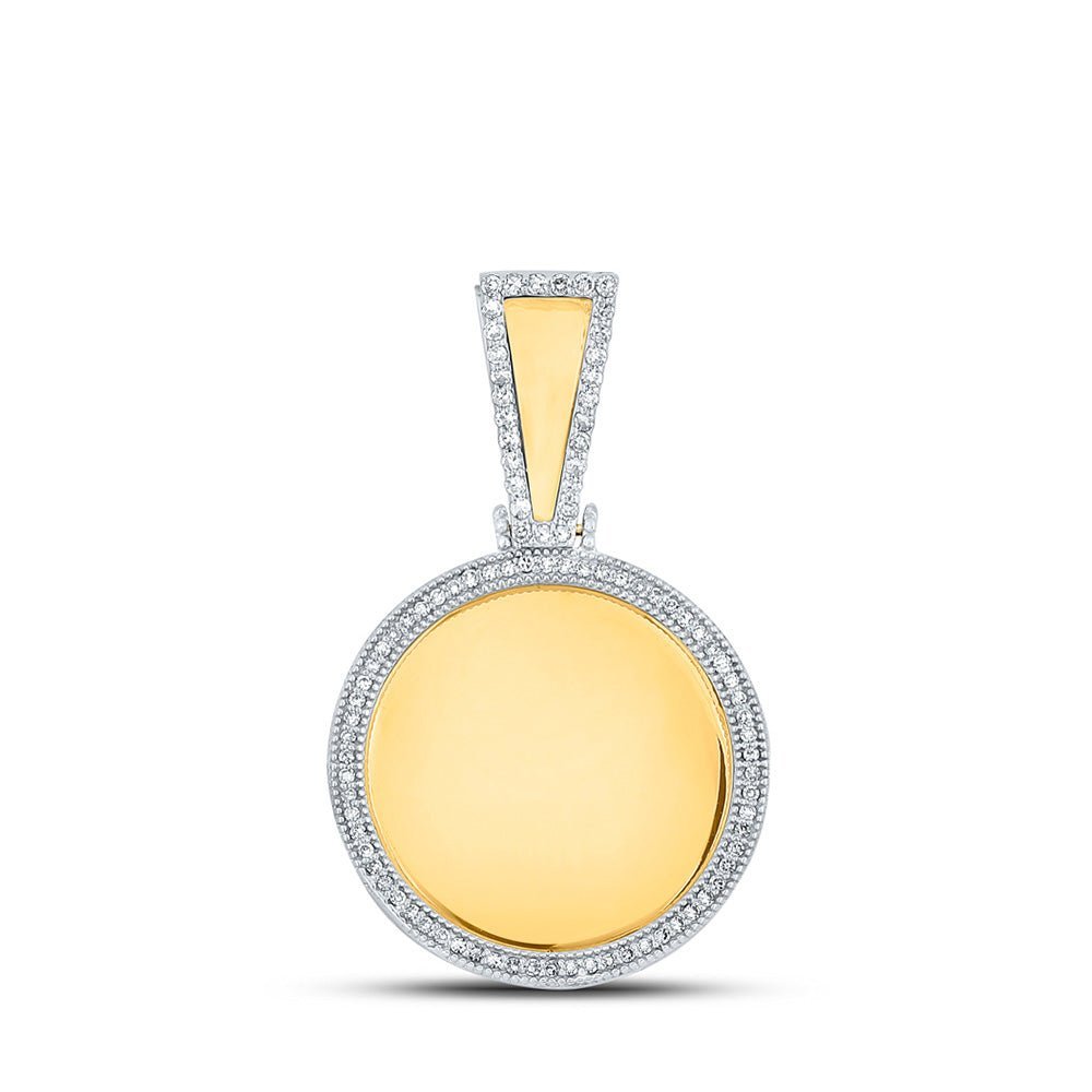14kt Yellow Gold Men's Round Diamond Memory Circle Charm Pendant - 3/8 Cttw | Splendid Jewellery - Splendid Jewellery