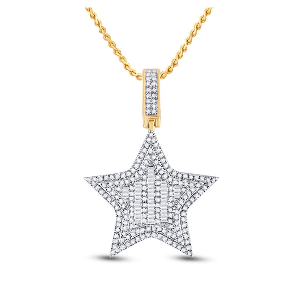 14kt Yellow Gold Men's Round Diamond Star Charm Pendant 3/4 Cttw | Splendid Jewellery - Splendid Jewellery