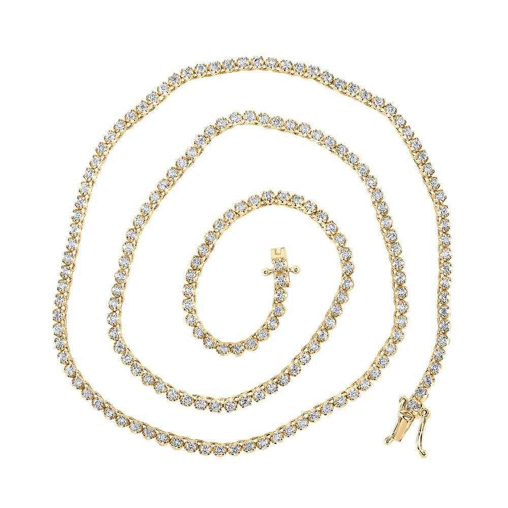 14kt Yellow Gold Men's Round Diamond Tennis Chain Necklace - 3 - 1/4 Cttw - Splendid Jewellery