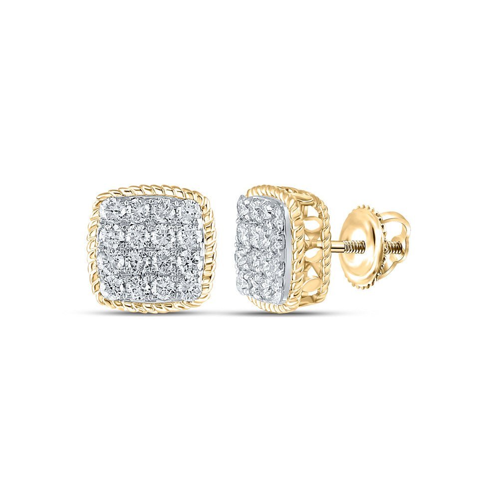 14kt Yellow Gold Men's Square Diamond Earrings - 1 Cttw | Striking Jewels - Splendid Jewellery
