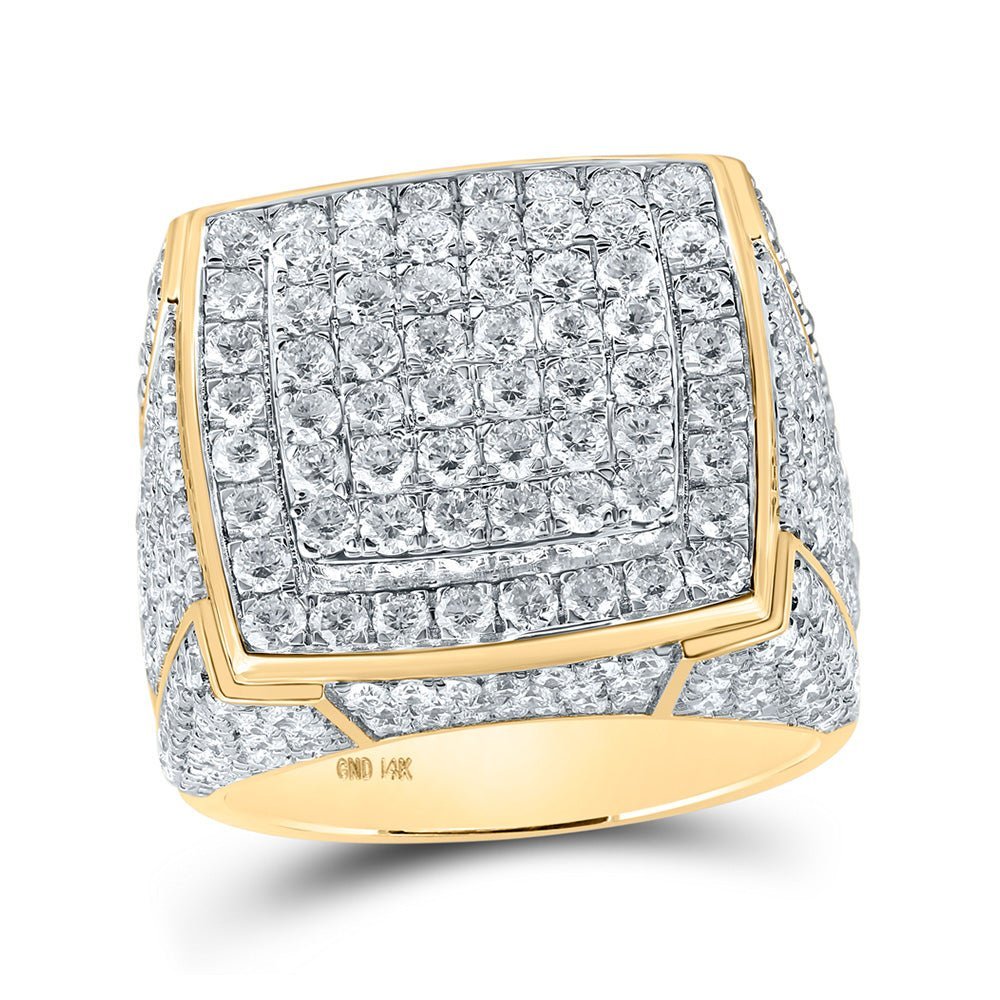14kt Yellow Gold Men's Square Diamond Ring - Impressive 4 - 7/8 Ct.t.w. - Splendid Jewellery