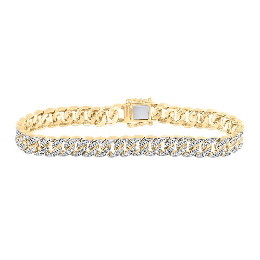 14kt Yellow Gold Round Diamond Cuban Link Bracelet - A Luxurious Statement Piece for Men - Splendid Jewellery