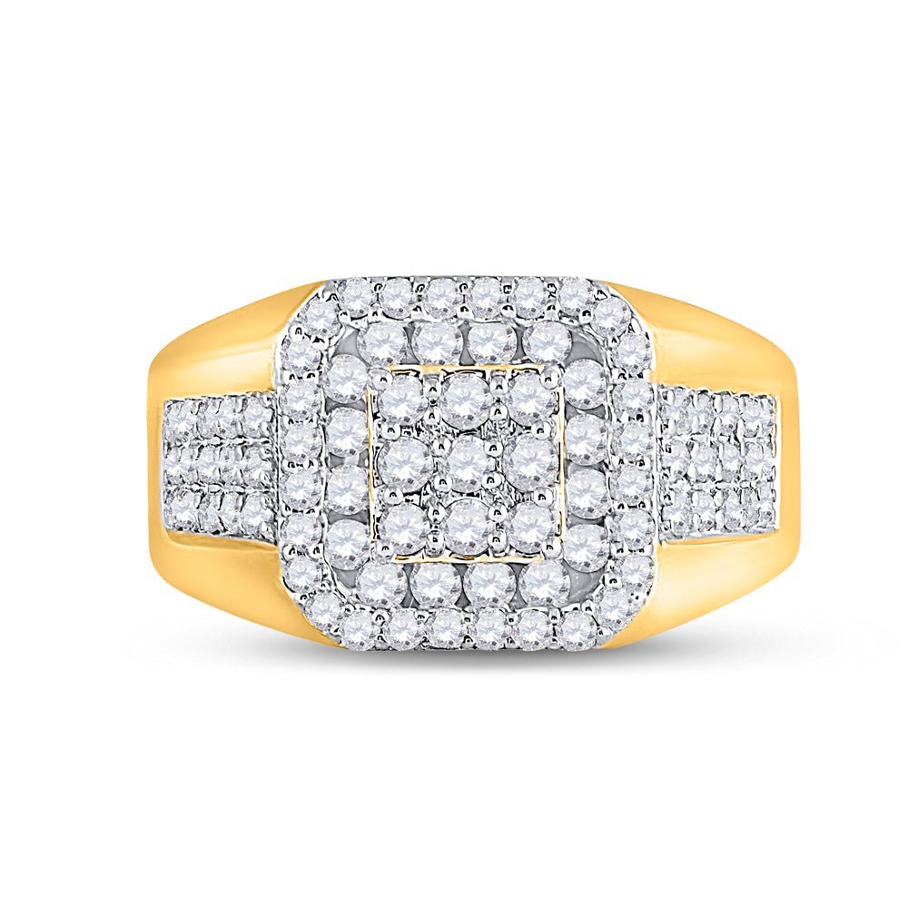 14kt Yellow Gold Square Diamond Men's Ring - 1 - 1/4 Cttw - Splendid Jewellery