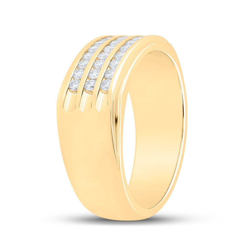 14kt Yellow Gold Triple Row Diamond Band Ring - 1/2 Cttw - Splendid Jewellery