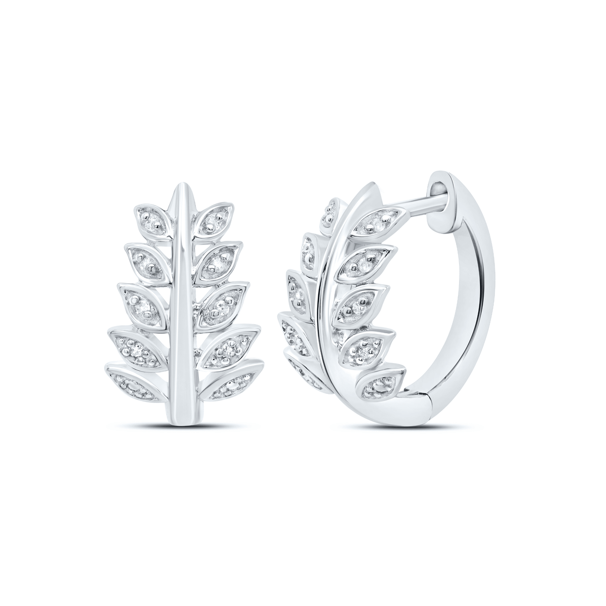 Sterling Silver Modern Diamond Earrings with Fine Detail - Splendid Jewellery