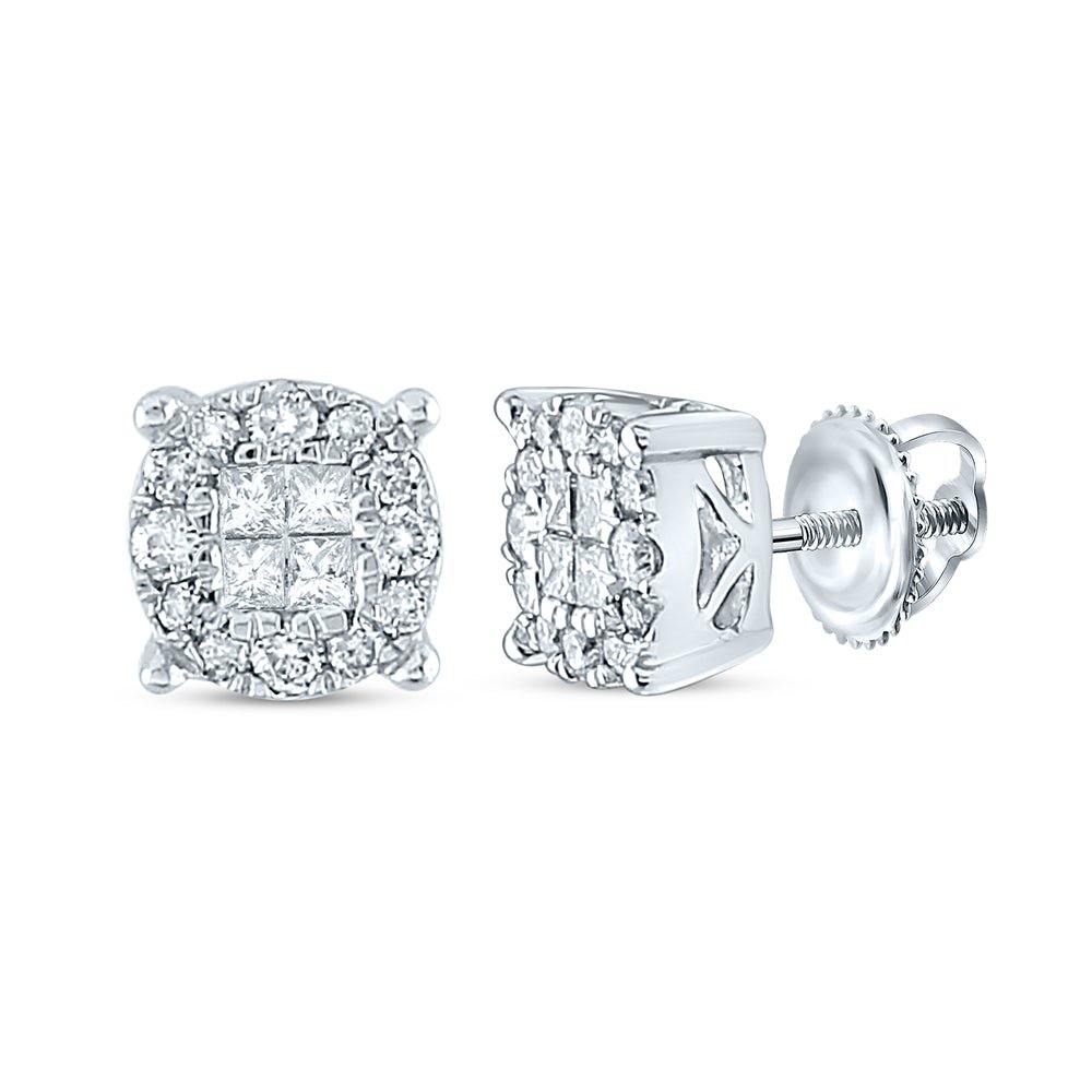 14K White Gold Modern Diamond Earrings for Everyday Wear - Splendid Jewellery