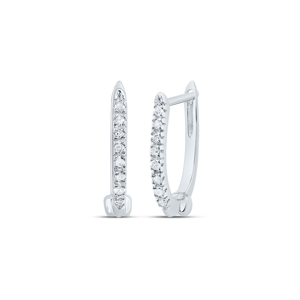 10K White Gold Round Diamond Hoop Earrings Gift Edition - Splendid Jewellery