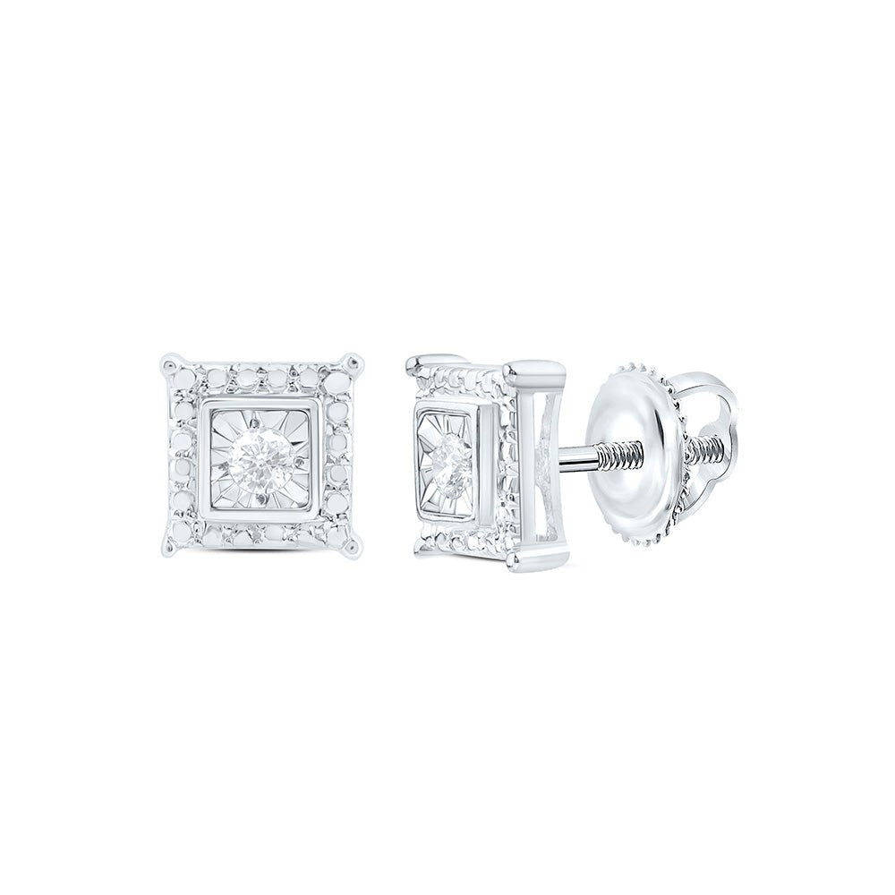 Sterling Silver Elegant Stud Earrings with Diamond with Natural Sparkle - Splendid Jewellery