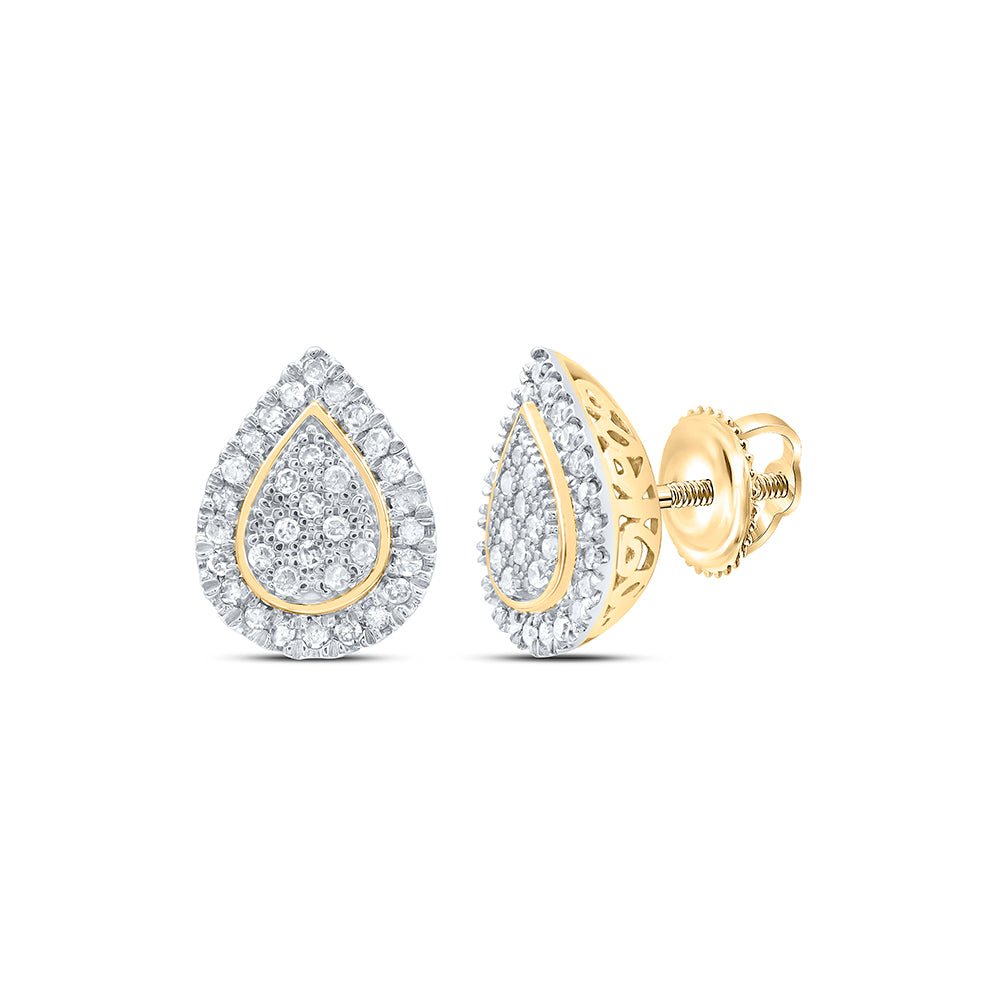 Round Diamond Earrings in 10K Yellow Gold with Elegant Styling - Splendid Jewellery