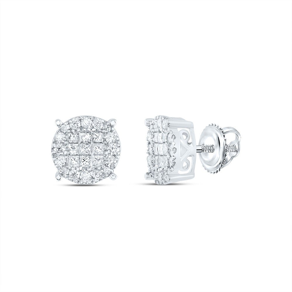 Diamond Cluster Earrings in 14K White Gold - Splendid Jewellery