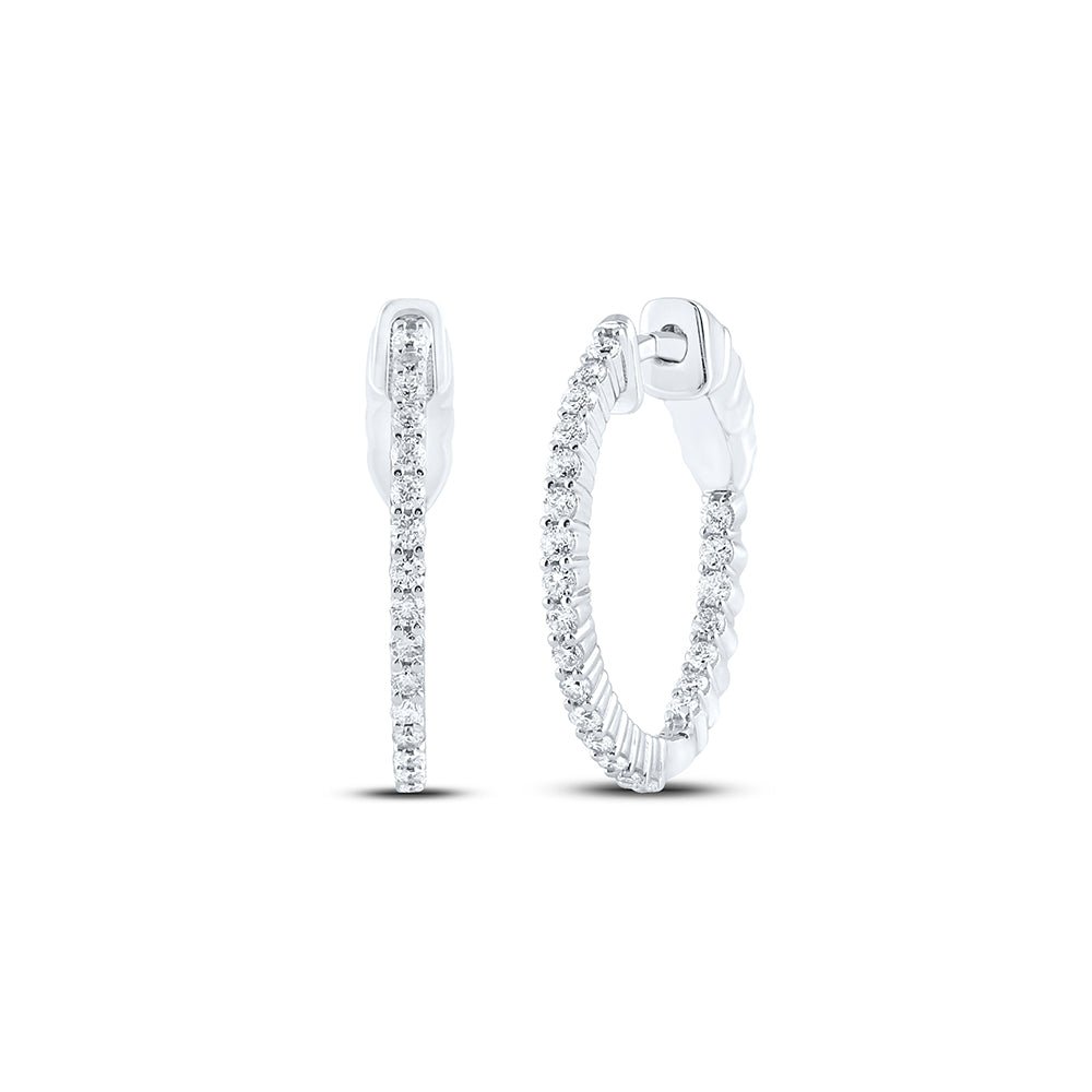 10K White Gold Diamond Hoop Earrings 1/2 Cttw - Splendid Jewellery