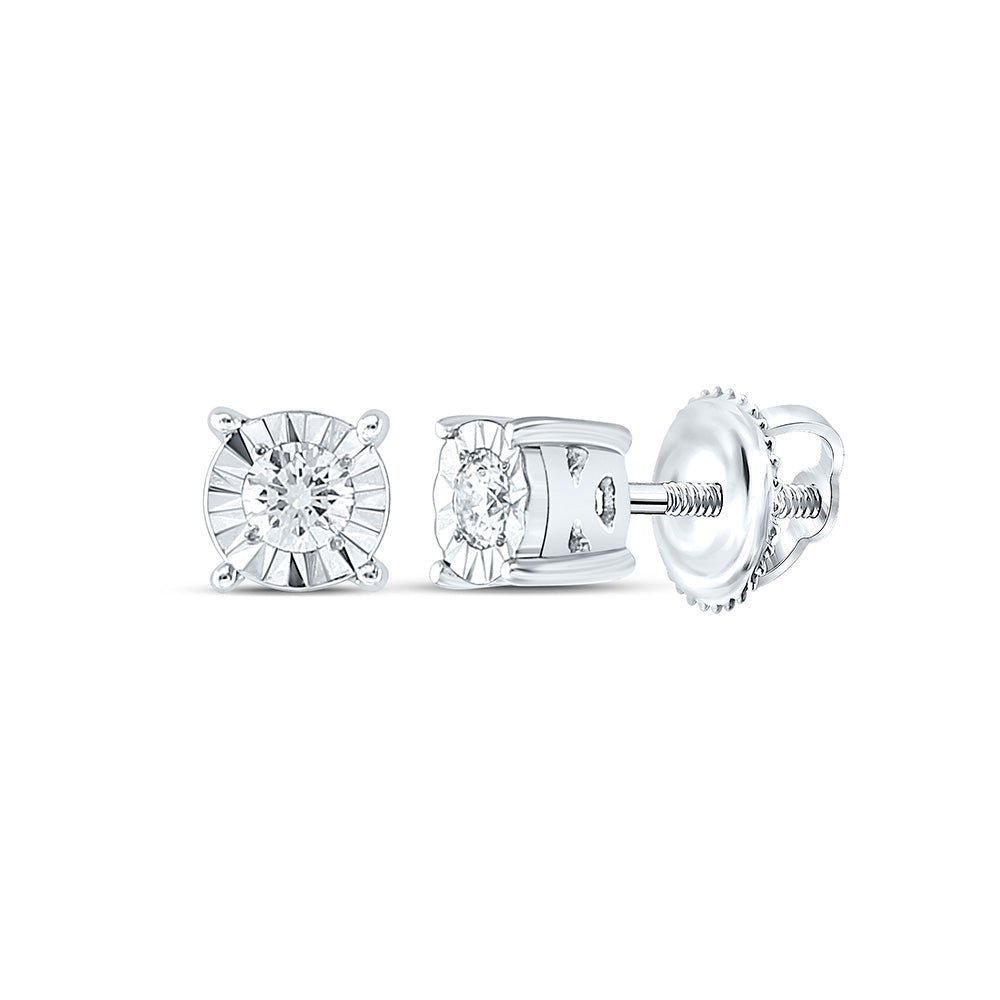 10K White Gold Elegant Stud Earrings with Diamond Gift Edition - Splendid Jewellery