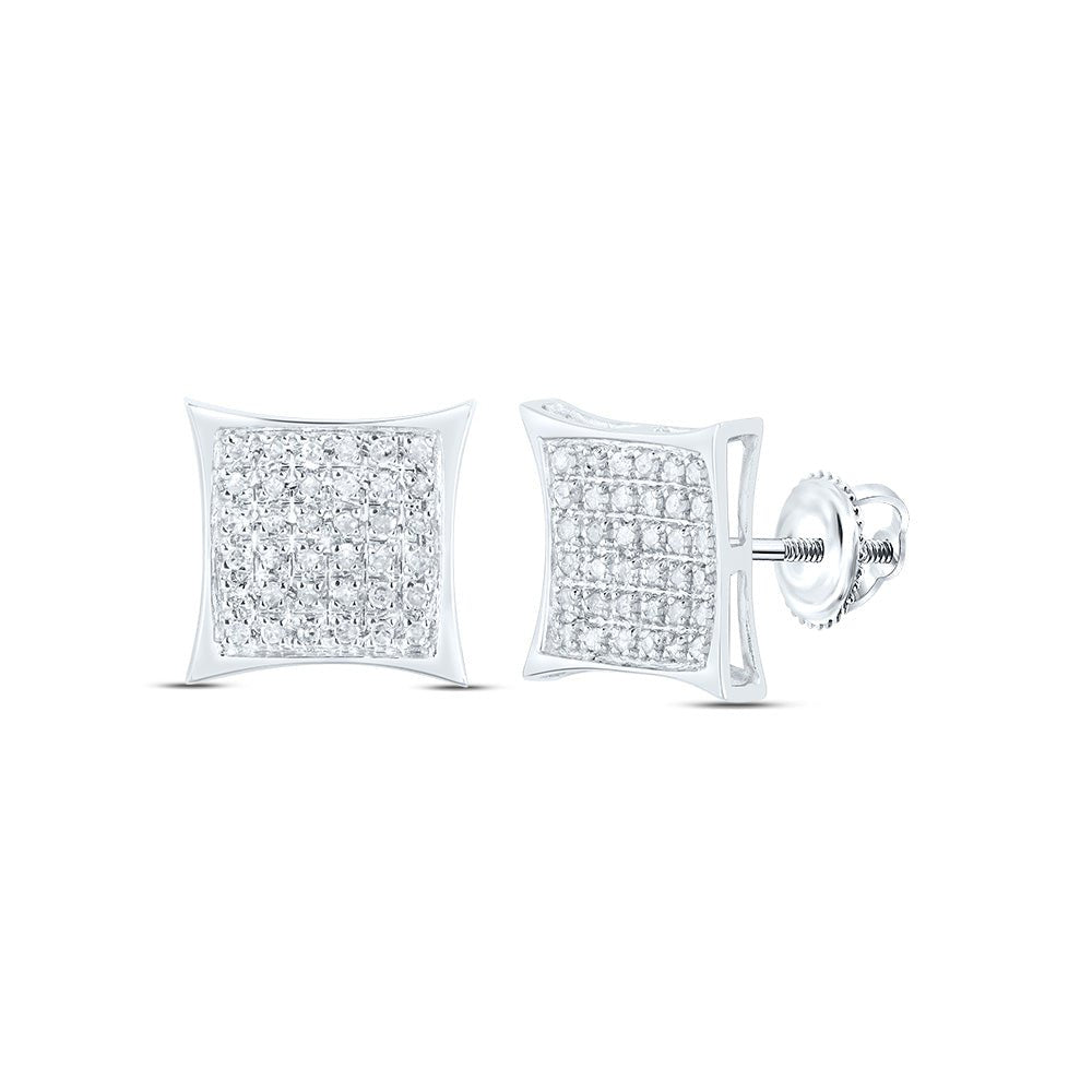 10K White Gold Diamond Cluster Earrings 1/6 Cttw - Splendid Jewellery