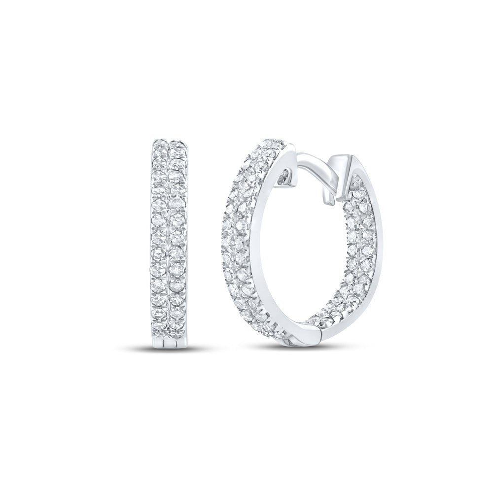Diamond Hoop Earrings in 10K White Gold for Everyday Wear - Splendid Jewellery