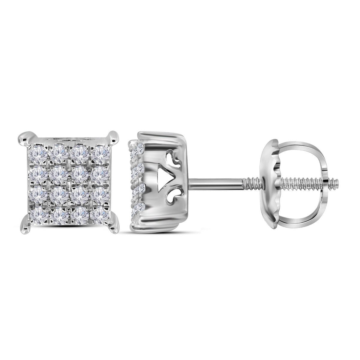 Round Diamond Earrings in 10K White Gold with Natural Sparkle - Splendid Jewellery