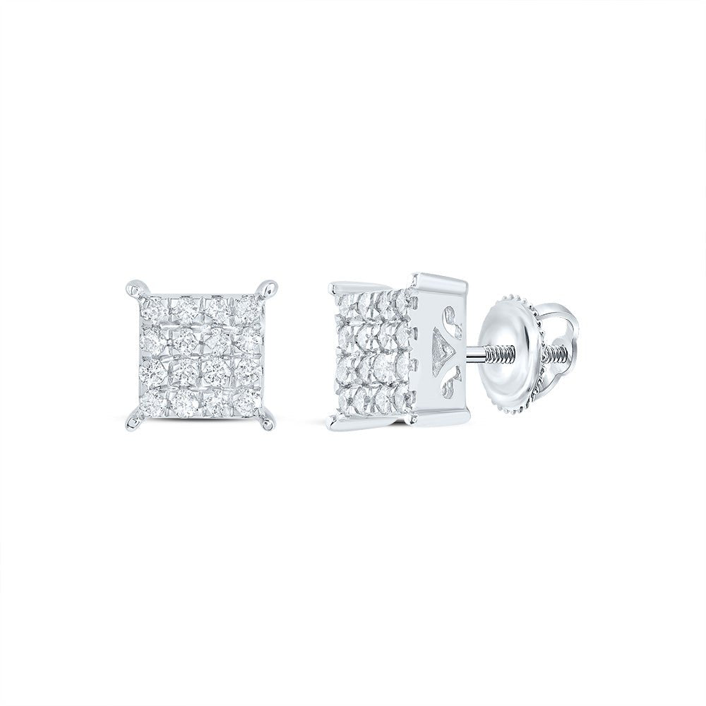 Round Diamond Earrings in 10K White Gold with Natural Sparkle - Splendid Jewellery