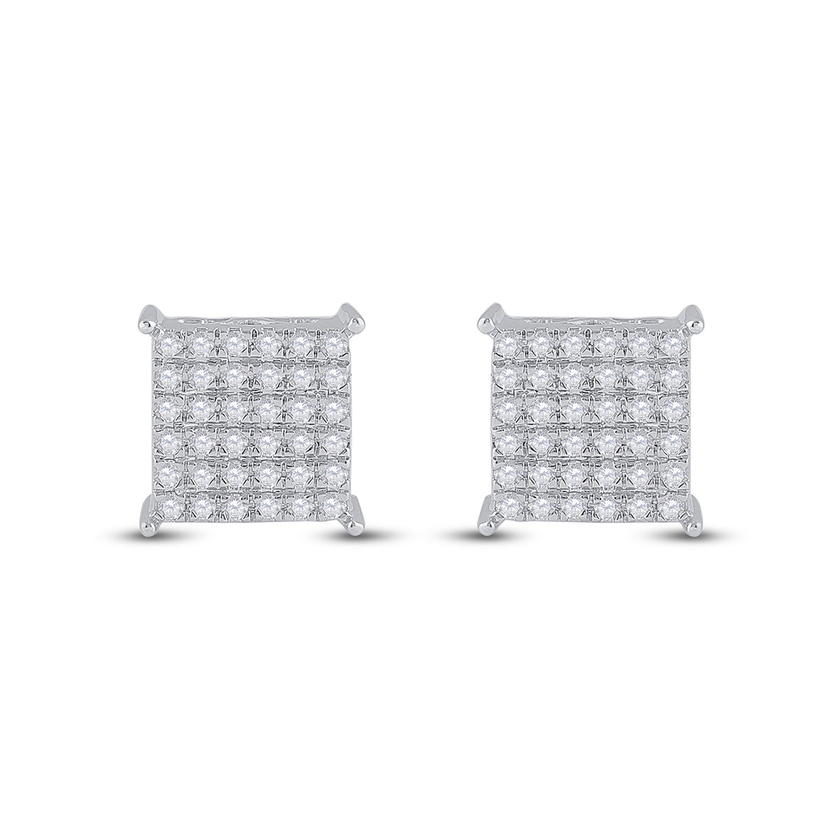 10K White Gold Round Diamond Cluster Earrings Gift Edition - Splendid Jewellery