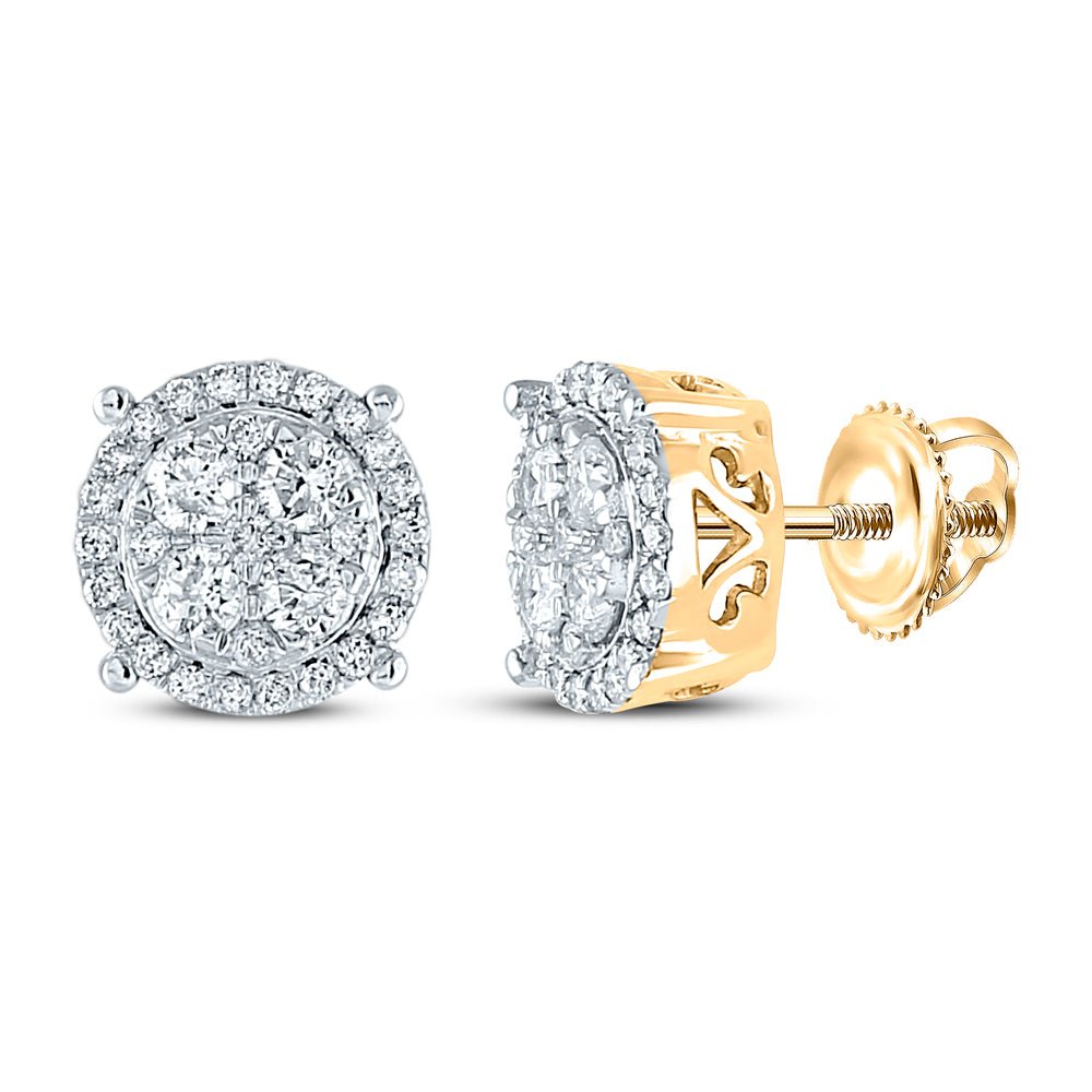 10K Yellow Gold Elegant Cluster Earrings with Diamond - Splendid Jewellery