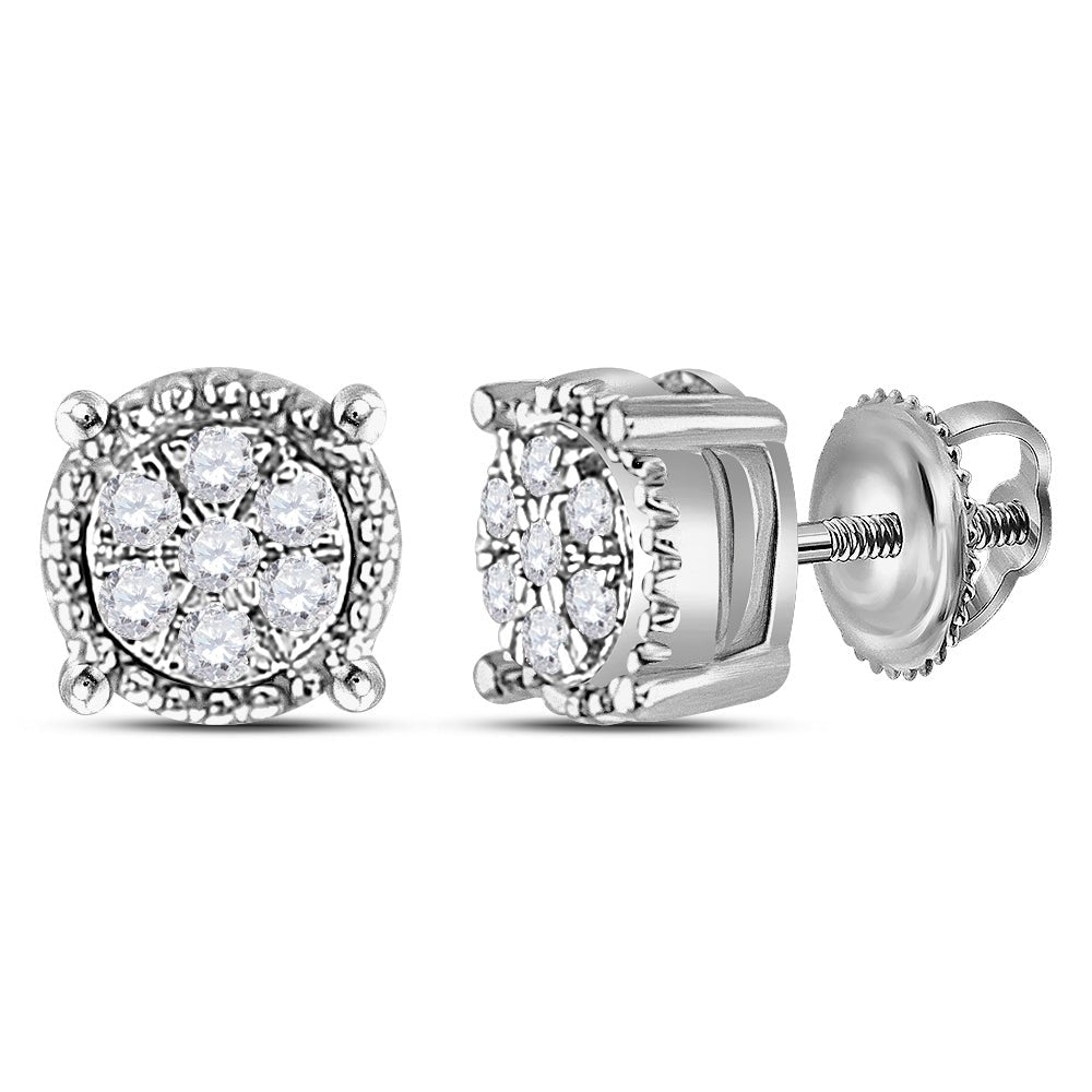 10K White Gold Diamond Stud Earrings 1/10 Cttw - Splendid Jewellery