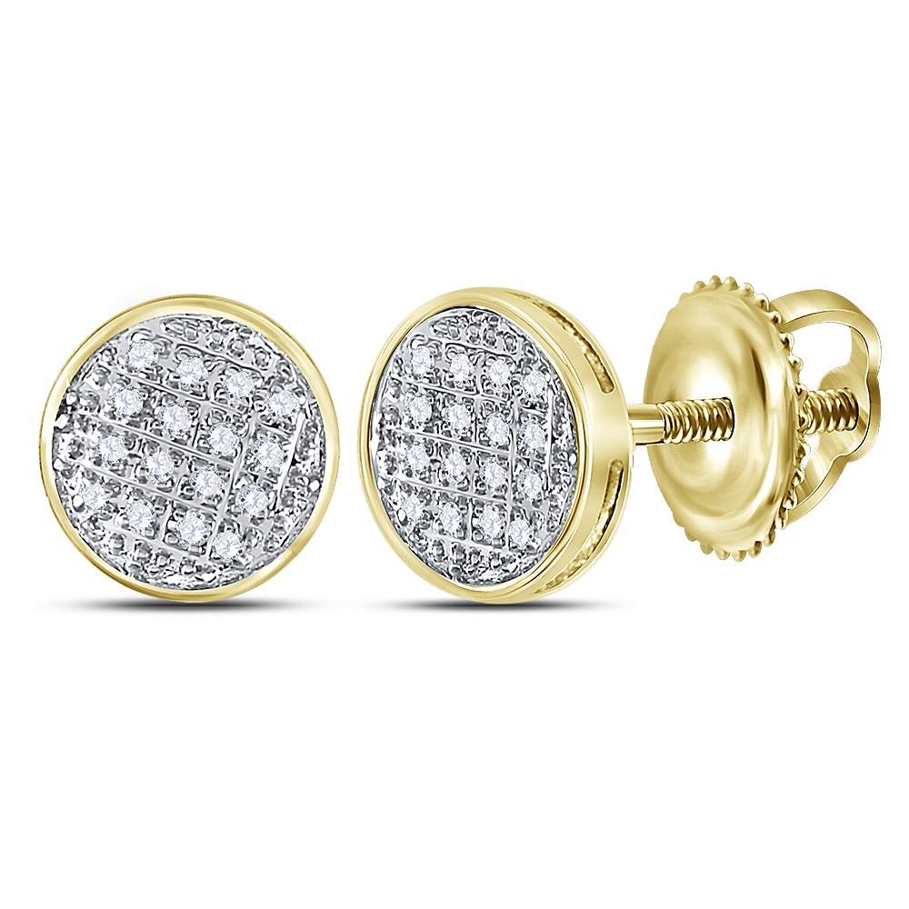 10K Yellow Gold Round Diamond Circle Cluster Stud Earrings 1/12 Cttw - Splendid Jewellery