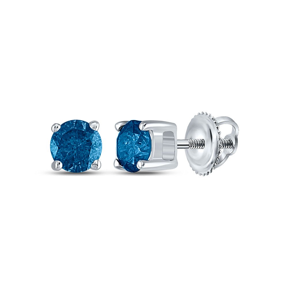 Round Diamond Earrings in 10K White Gold - Splendid Jewellery