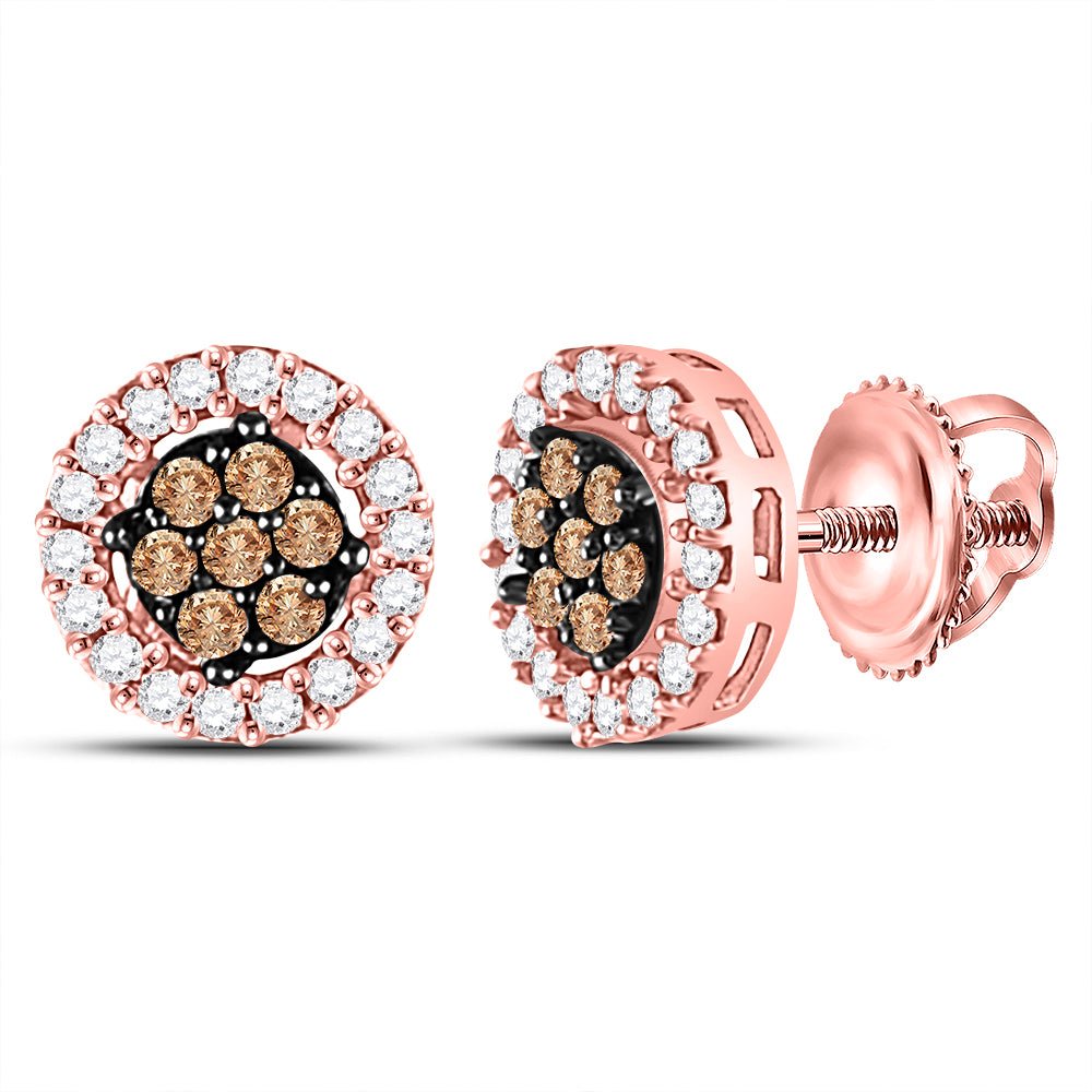 Round Brown Diamond Cluster Earrings 1/4 Cttw - Splendid Jewellery