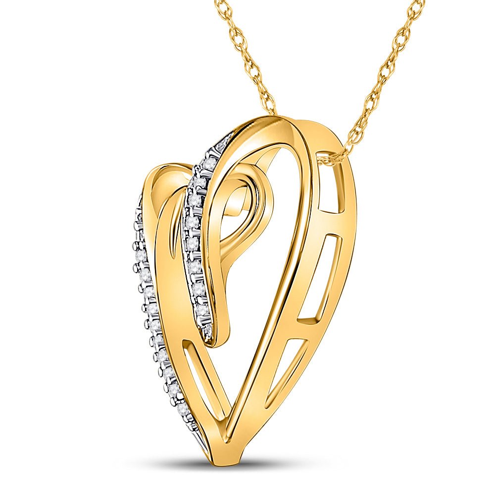 10K Yellow Gold Round Diamond Womens Heart Infinity Pendant 1/20 Cttw - Splendid Jewellery