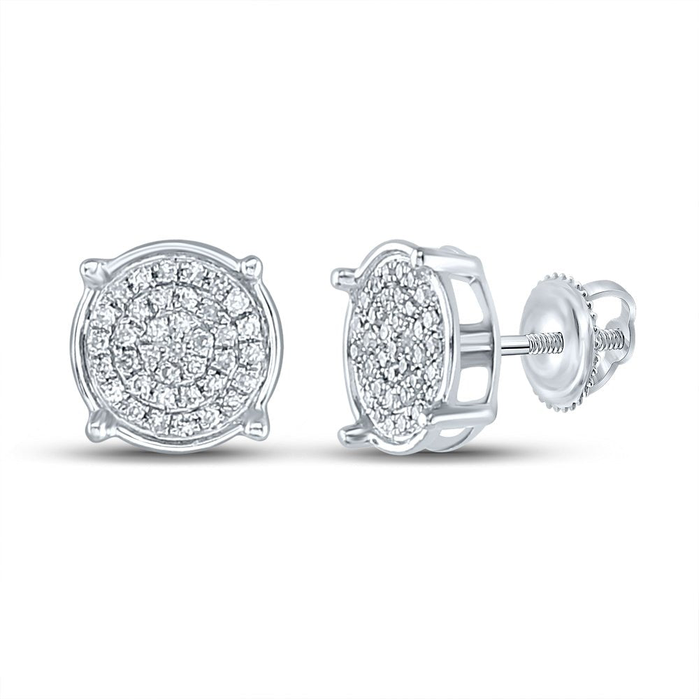 Sterling Silver Round Diamond /8ct - Micr - Pave Earrings 1/8 Cttw - Splendid Jewellery