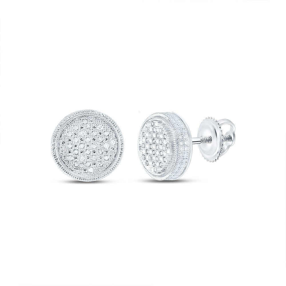 Sterling Silver Round Diamond Sterling Silver 3d Circle Cluster Stud Earrings 1/6 Cttw - Splendid Jewellery