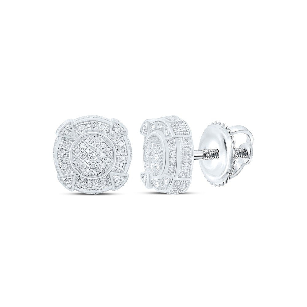 Sterling Silver Round Diamond Sterling Silver Disk Circle Earrings 1/6 Cttw - Splendid Jewellery