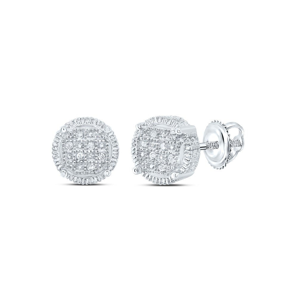 Sterling Silver Round Diamond Sterling Silver Cluster Earrings . 0.03 Cttw - Splendid Jewellery
