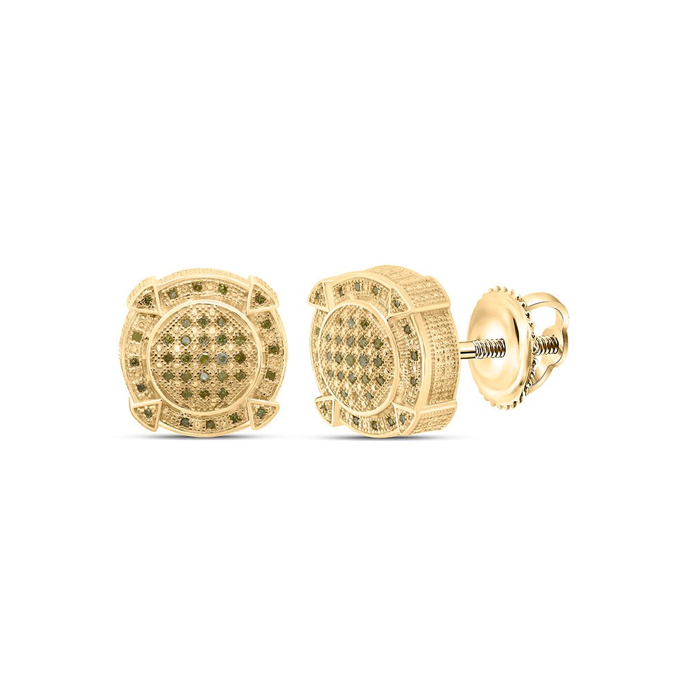 Yellow - tone Sterling Round Diamond Yellow - Tone Sterling Silver Yellow Color Enhanced Stud Earrings 1/5 Cttw - Splendid Jewellery