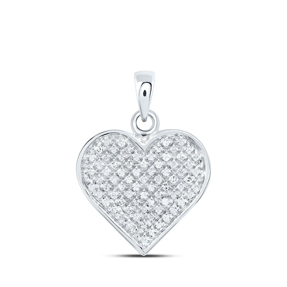 Sterling Silver Round Diamond Heart Pendant 1/4 Cttw - Splendid Jewellery