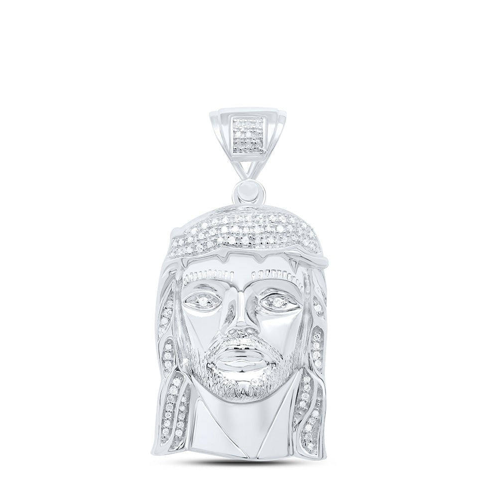 Sterling Silver Round Diamond Jesus Face Christ Charm Pendant 1/4 Cttw - Splendid Jewellery