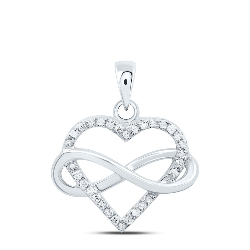 Sterling Silver Round Diamond Heart Pendant 1/6 Cttw - Splendid Jewellery