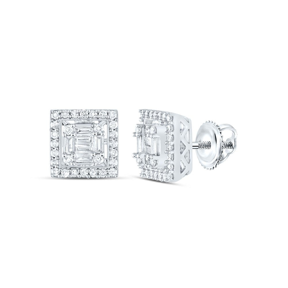 14K White Gold Modern Diamond Earrings - Splendid Jewellery