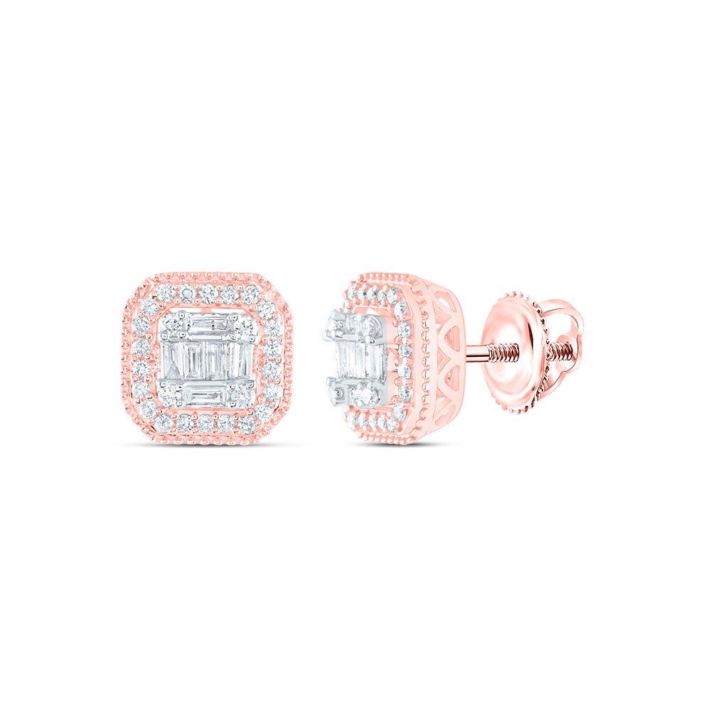 14K Rose Gold Modern Diamond Earrings - Splendid Jewellery