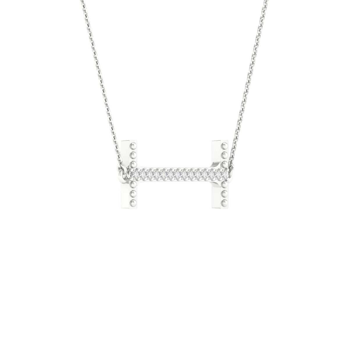10K White Gold Round Diamond Ladies Initial "I" Necklace 1/20 Cttw - Splendid Jewellery