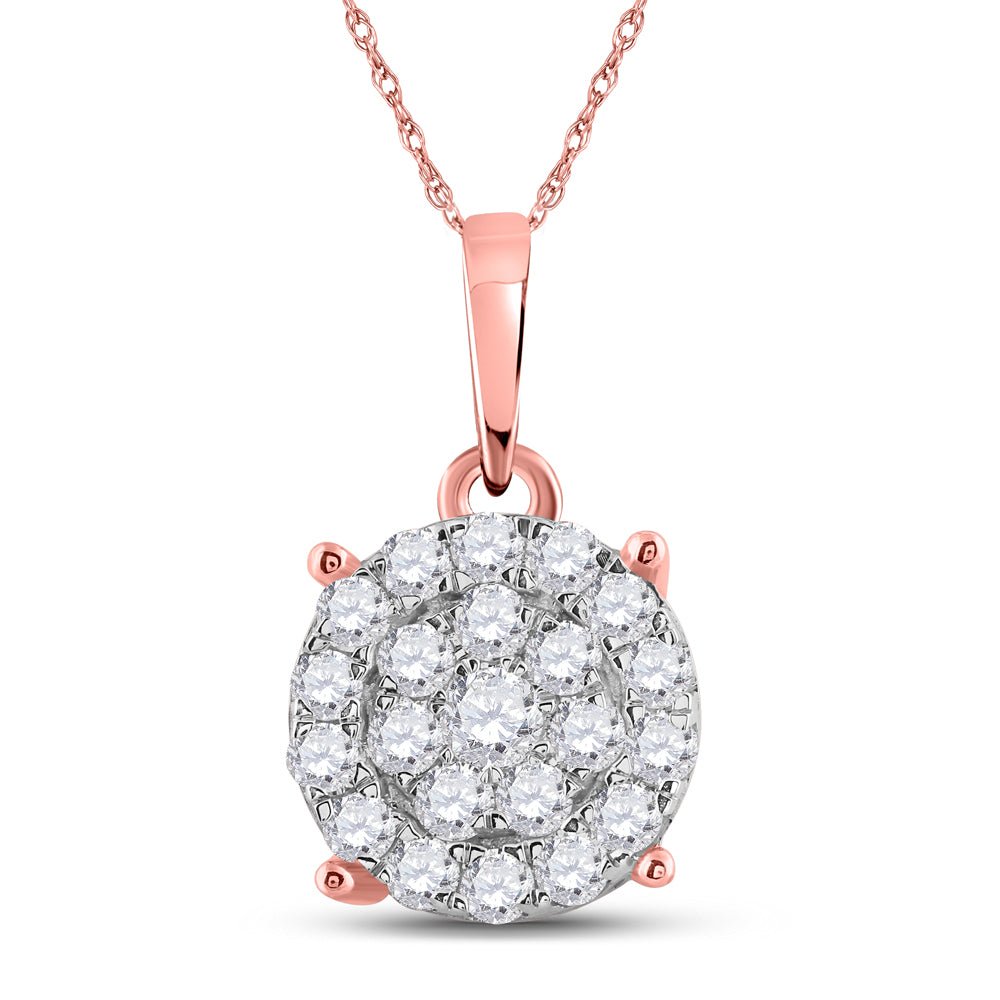 10K Rose Gold Round Diamond Pendant 1 1/2 Cttw - Splendid Jewellery
