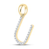 14K Yellow Gold Round Diamond U Initial Letter Pendant 1/6 Cttw - Splendid Jewellery