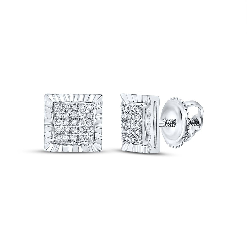Sterling Silver Modern Diamond Earrings with Natural Sparkle - Splendid Jewellery