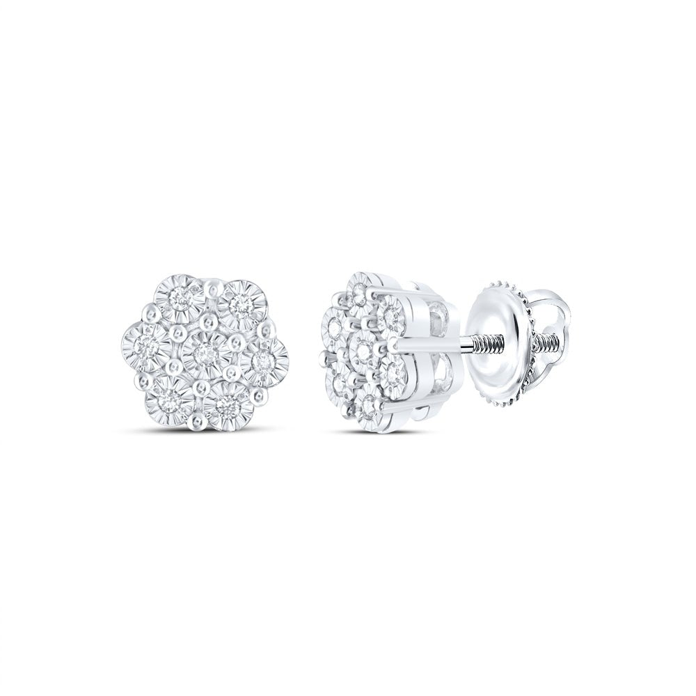 Sterling Silver Diamond Earrings 1/10 Cttw - Splendid Jewellery