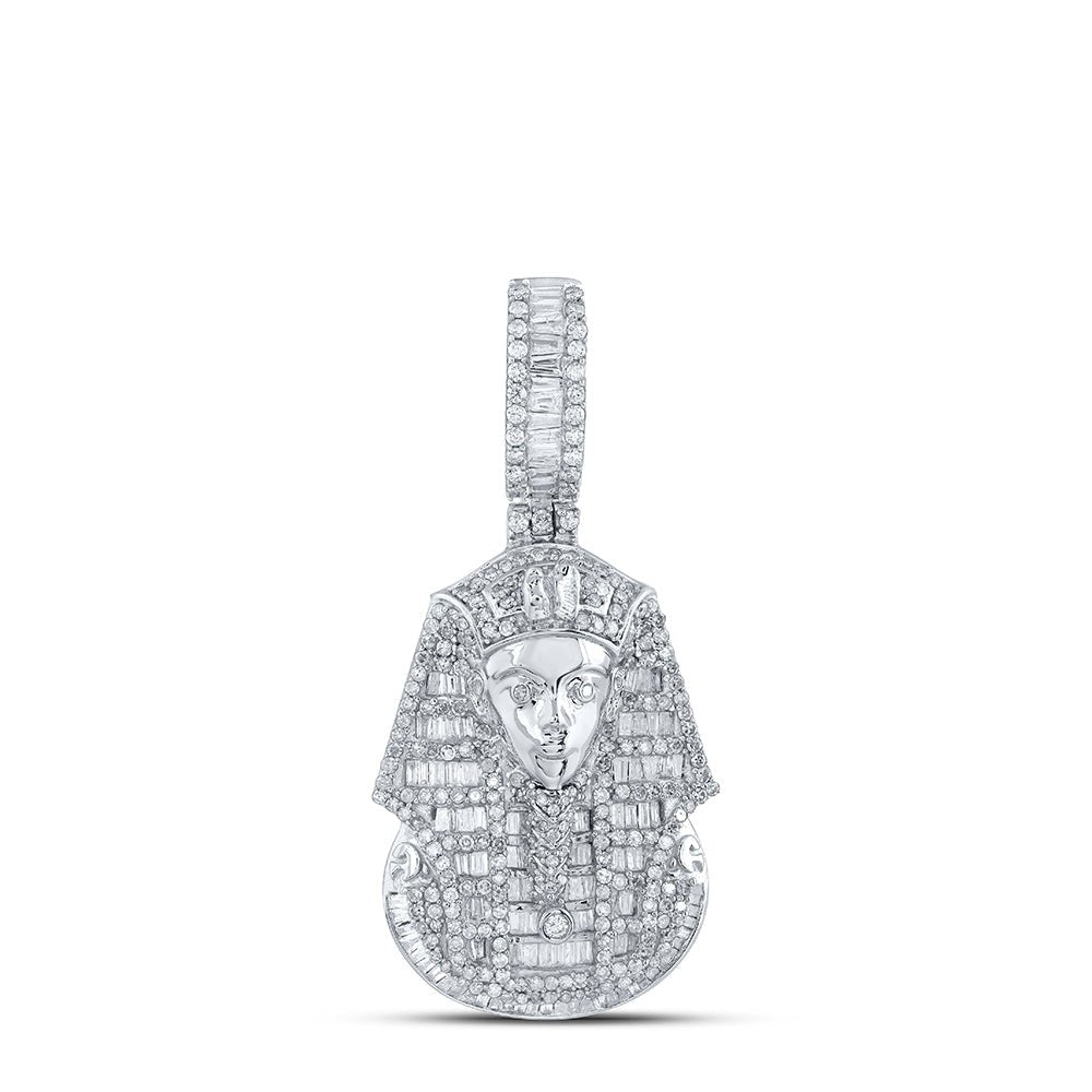 Sterling Silver Round Diamond P1 Egyptian Queen Charm Pendant 2 1/2 Cttw - Splendid Jewellery