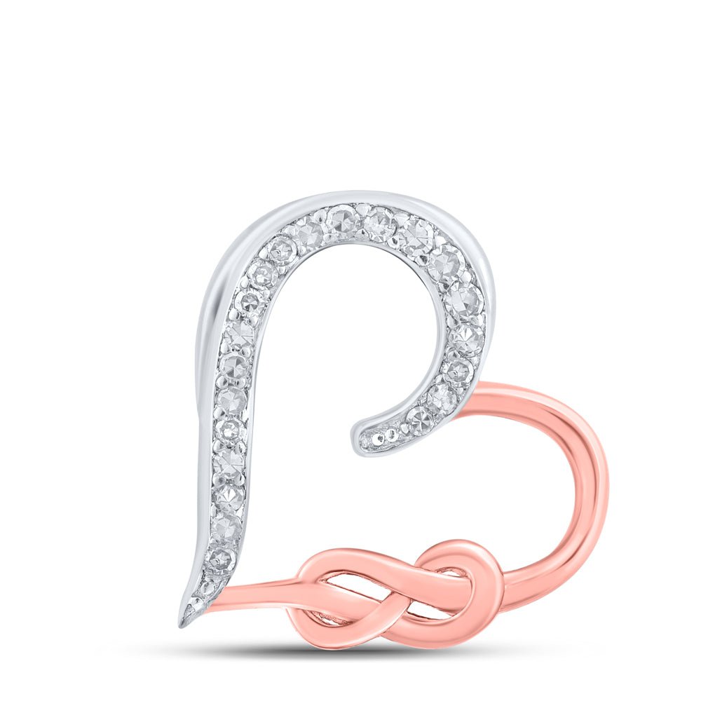 Sterling Silver Round Diamond Gift Heart Pendant 1/20 Cttw - Splendid Jewellery