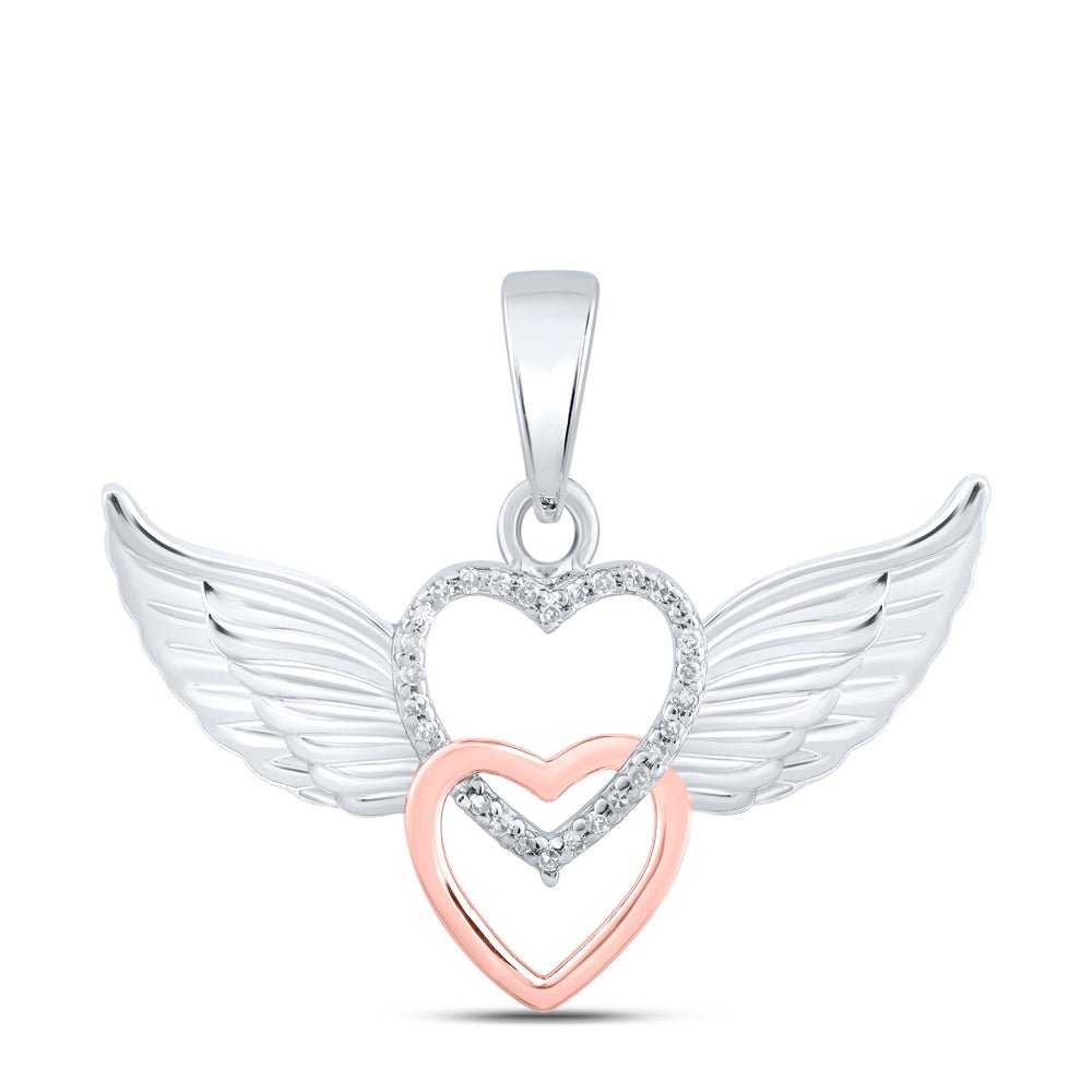 Sterling Silver Round Diamond Gift Heart Pendant 1/20 Cttw - Splendid Jewellery