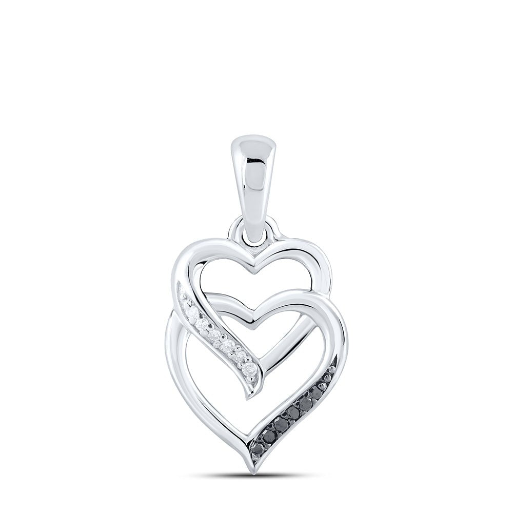 Sterling Silver Round Diamond Gift Heart Pendant 1/20 Cttw - Splendid Jewellery
